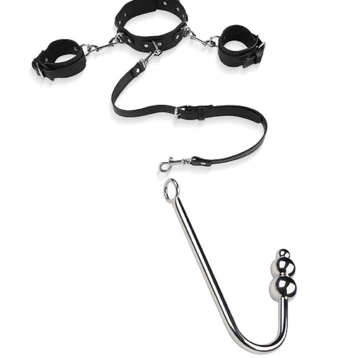 Beaded Anal Cuffs with 5334 and Elegant Hook Collar 0806